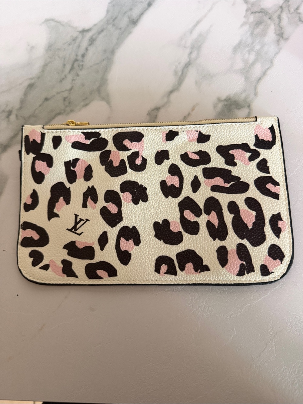 Cream Leopard Print pouch